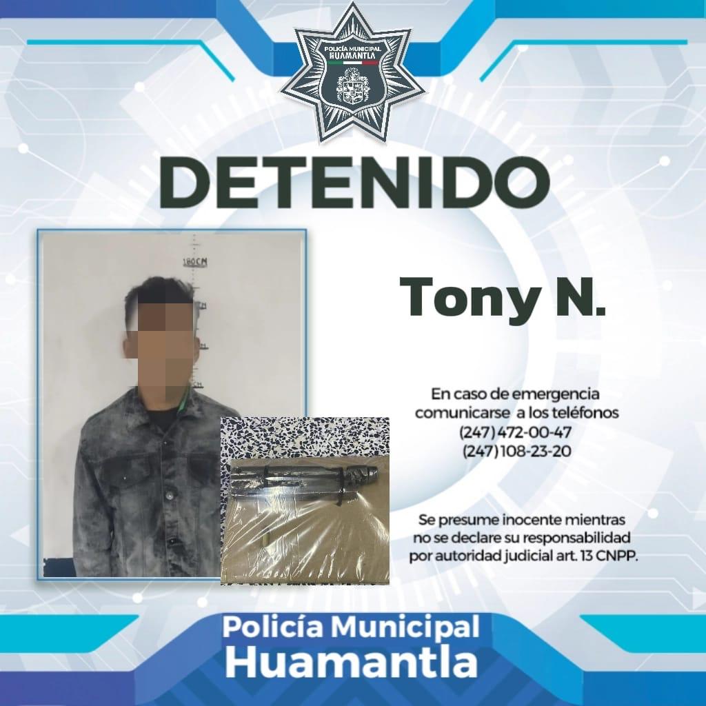 Detiene Policía de Huamantla a hombre en posesión de un artefacto casero con características de arma de fuego